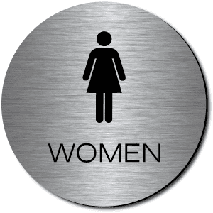 Steel/Black California Women Accessible Restroom Door Sign 